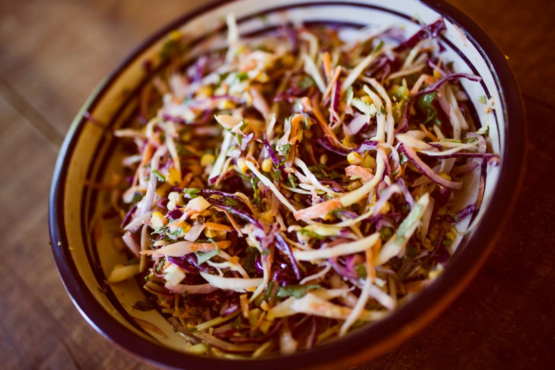 Fresh coleslaw ready to eat