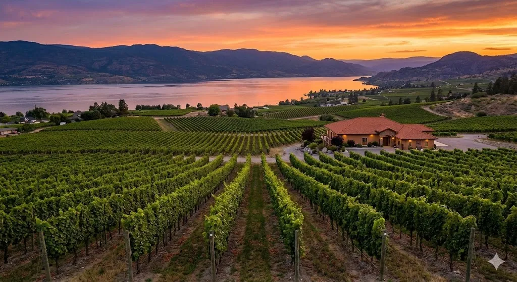 Naramata Bench vineyards overlooking Okanagan Lake