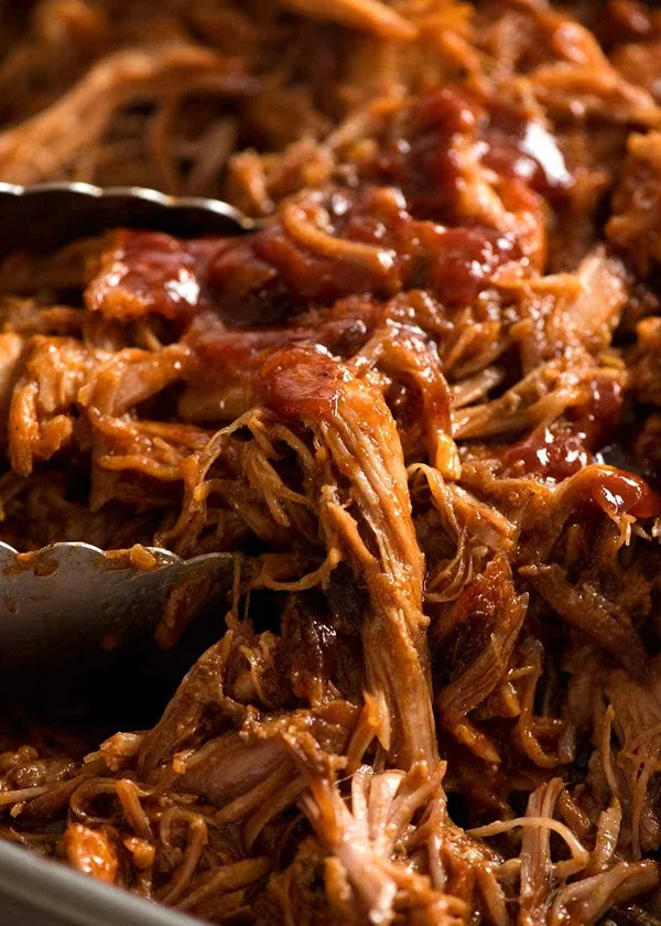 Slow-pulled pork with tangy BBQ sauce
